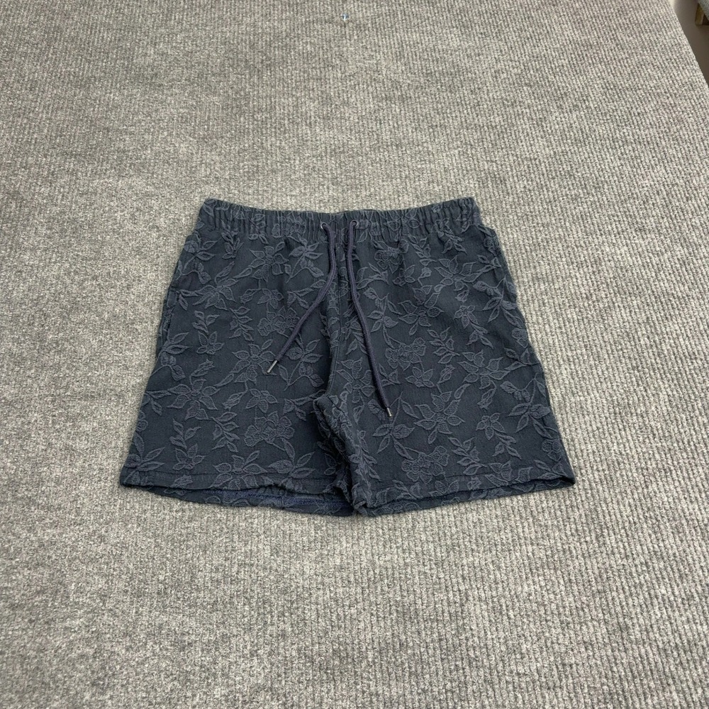 Copper Rivet Shorts Mens L Blue Cotton Rayon Floral Lace Textured Casual Summer